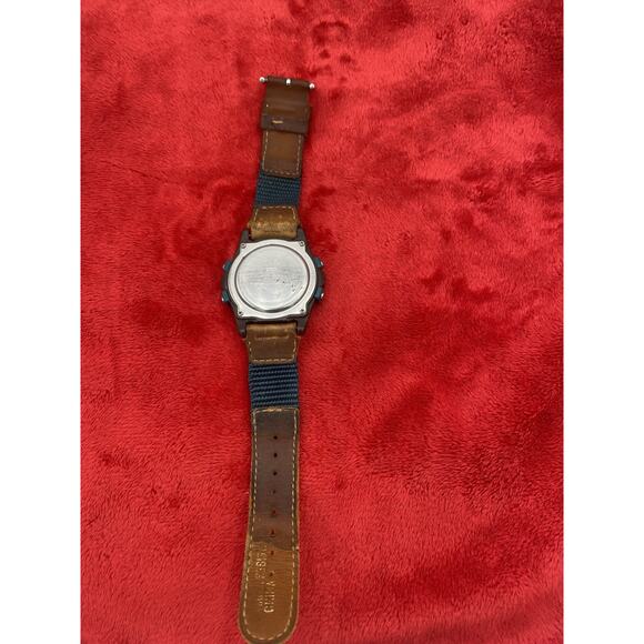 Timex Expedition Indiglo Digital Watch Alarm Teal & Orange Leather Need Battery - Picture 4 of 10